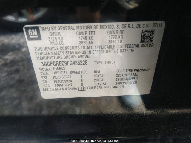 Chevrolet Silverado 1500 Lt 2015 3GCPCREC9FG435228 Image 15