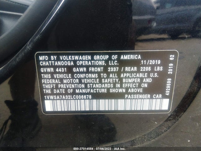 1VWSA7A32LC006678 Volkswagen Passat 2.0t Se