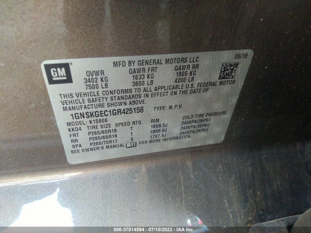 Chevrolet Suburban Ls 2016 1GNSKGEC1GR425156 Image 9