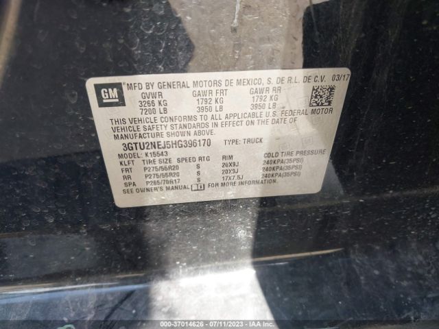 3GTU2NEJ5HG396170 GMC Sierra 1500 Slt