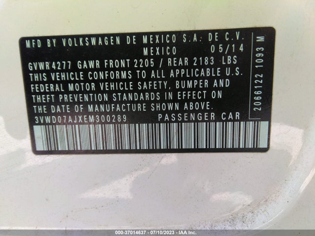 3VWD07AJXEM300289 Volkswagen Jetta Sedan Se