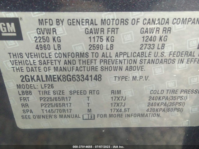 2GKALMEK8G6334148 GMC Terrain Sle