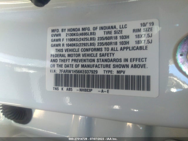 Honda CR-V EX 2019 7FARW1H56KE037929 Image 9