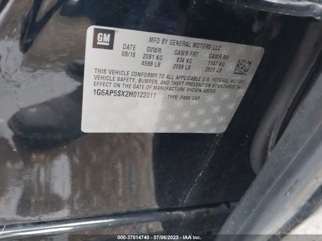 1G6AP5SX2H0122011 Cadillac Cts Sedan Rwd