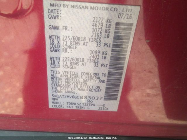 5N1AT2MV6GC883037 Nissan Rogue Sl