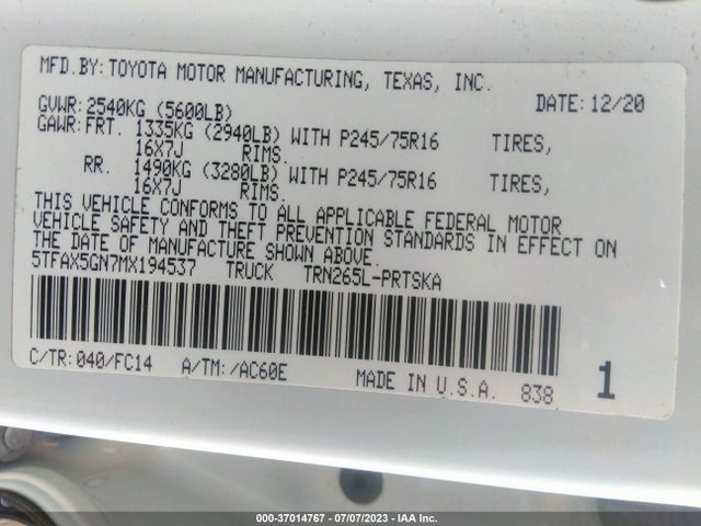 Toyota Tacoma Sr5 2021 5TFAX5GN7MX194537 Image 9