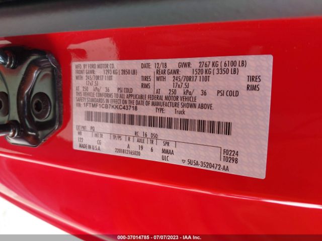 1FTMF1CB7KKC43718 Ford F-150 Xl/xlt