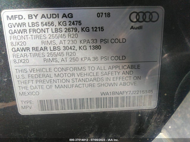 WA1BNAFY7J2215145 Audi Q5 Premium Plus