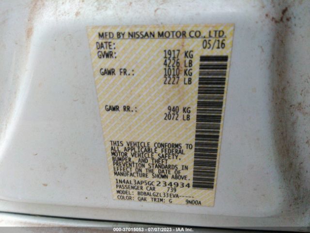 1N4AL3AP5GC234934 Nissan ALTIMA 2.5