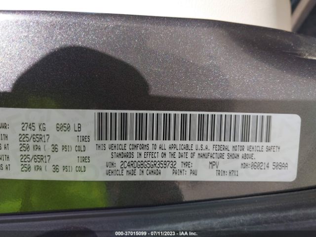 2C4RDGBG5GR359732 Dodge Grand Caravan Se
