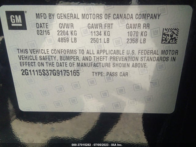 Chevrolet IMPALA LT 2016 2G1115S37G9175165 Image 16
