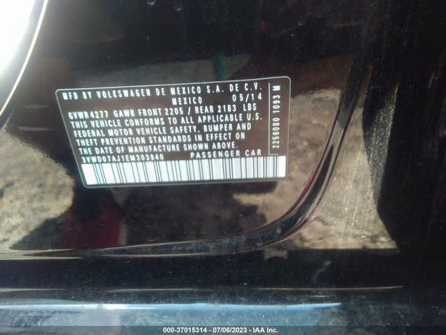2014 VOLKSWAGEN JETTA SEDAN SE W/CONNECTIVITY VIN: 3VWD07AJ1EM303940