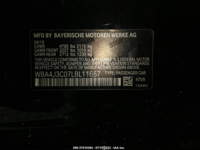 WBA4J3C07LBL11667 BMW 4 Series 430i Xdrive