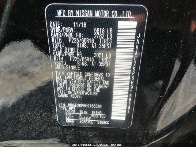 2017 Nissan Quest, VIN: JN8AE2KP6H9166384