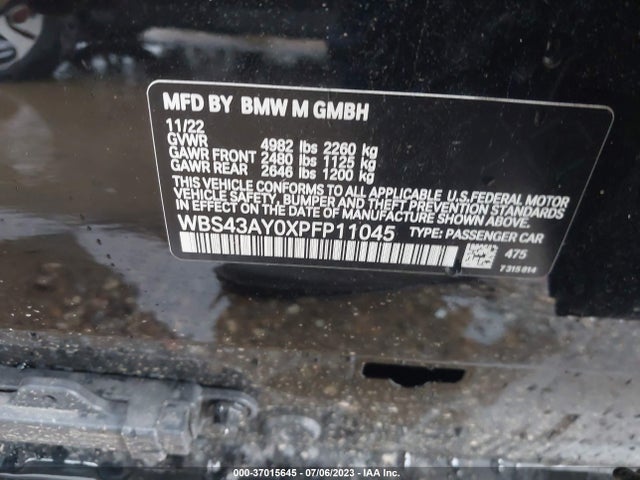 2023 BMW M3 COMPETITION XDRIVE VIN: WBS43AY0XPFP11045