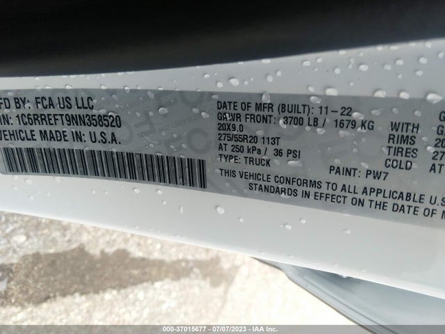 1C6RREFT9NN358520 RAM 1500 Lone Star