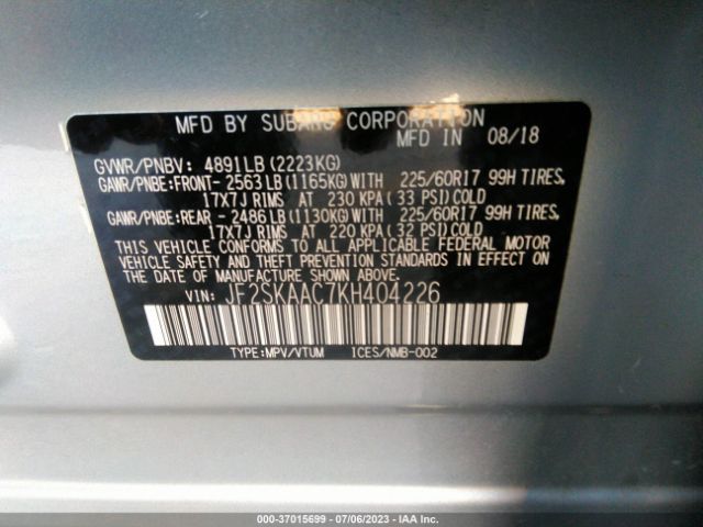 JF2SKAAC7KH404226 Subaru Forester