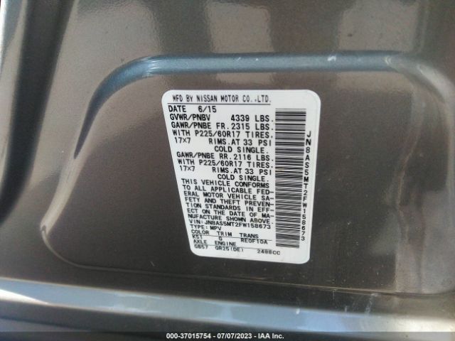 JN8AS5MT2FW158673 Nissan Rogue Select S