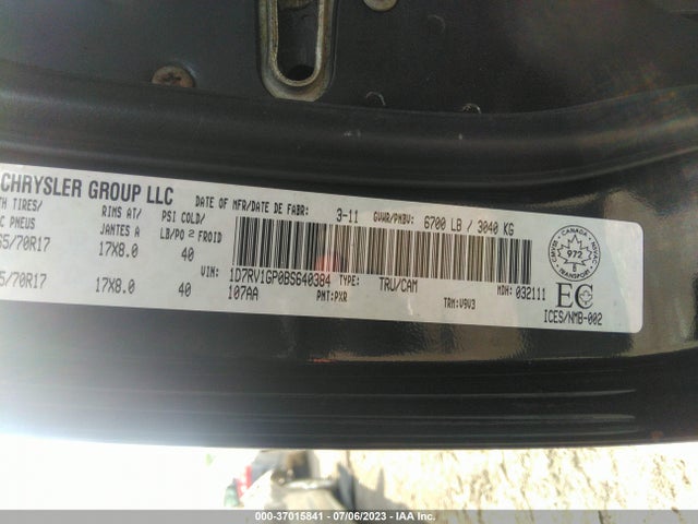 2011 RAM 1500 ST VIN: 1D7RV1GP0BS640384