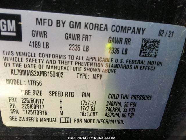 Chevrolet Trailblazer Ls 2021 KL79MMS2XMB150402 Image 9