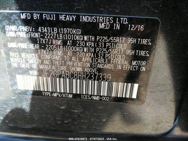 JF2GPABC8HH237339 Subaru Crosstrek Premium