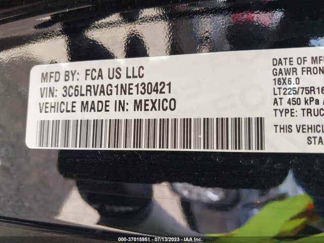 3C6LRVAG1NE130421 RAM Promaster Cargo Van