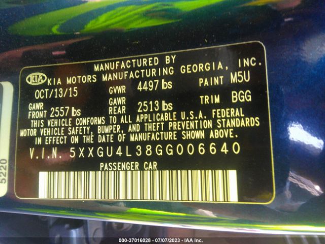 5XXGU4L38GG006640 KIA OPTIMA EX