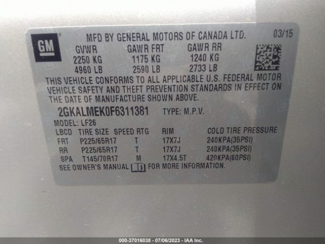 2GKALMEK0F6311381 GMC Terrain Sle