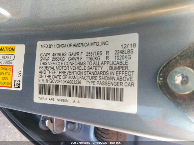 1HGCV3F10KA003236 Honda ACCORD HYBRID