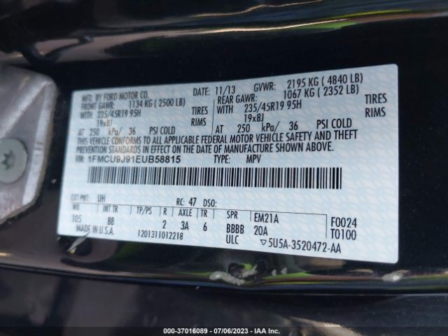 1FMCU9J91EUB58815 Ford Escape Titanium