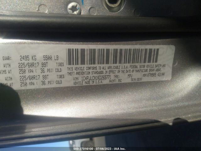 1C4PJLCX1KD265771 Jeep Cherokee Latitude