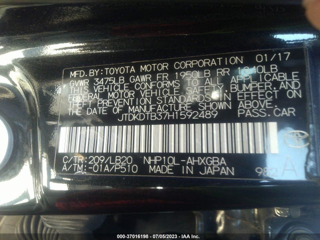 Toyota Prius C One/two/three/four 2017 JTDKDTB37H1592489 Image 15
