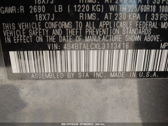 4S4BTALCXL3113416 Subaru Outback Limited