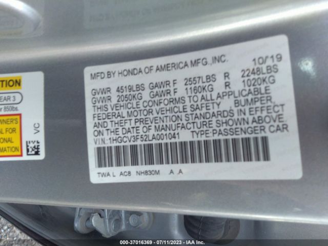 1HGCV3F52LA001041 Honda Accord Hybrid Ex-l