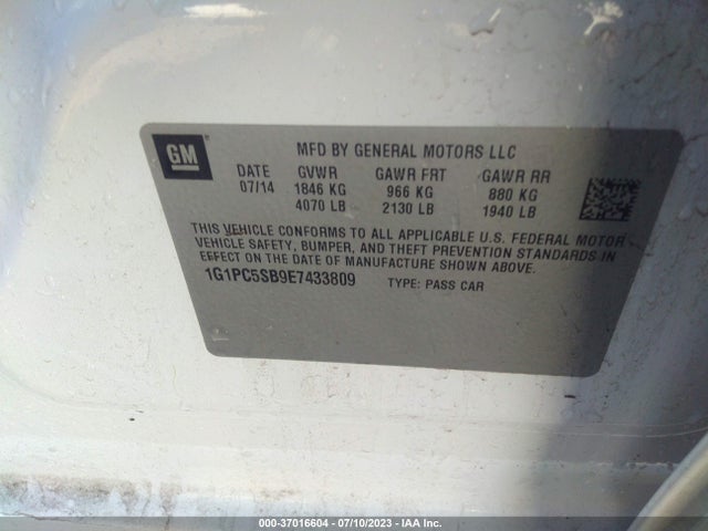 Chevrolet Cruze 1lt 2014 1G1PC5SB9E7433809 Image 9