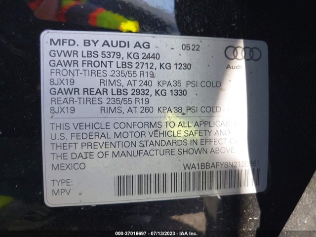 WA1BBAFY8N2120981 Audi Q5 Premium Plus