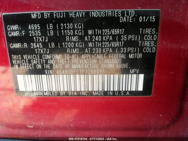 4S4BSBFC1F3288095 Subaru Outback 2.5i Premium