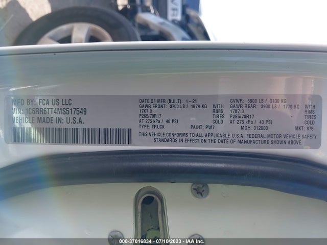 1C6RR6TT4MS517549 RAM 1500 Classic Slt