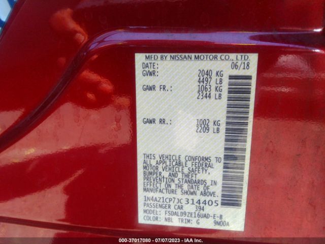 1N4AZ1CP7JC314405 Nissan LEAF SV