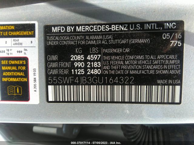 55SWF4JB3GU164322 Mercedes-Benz C-class C 300