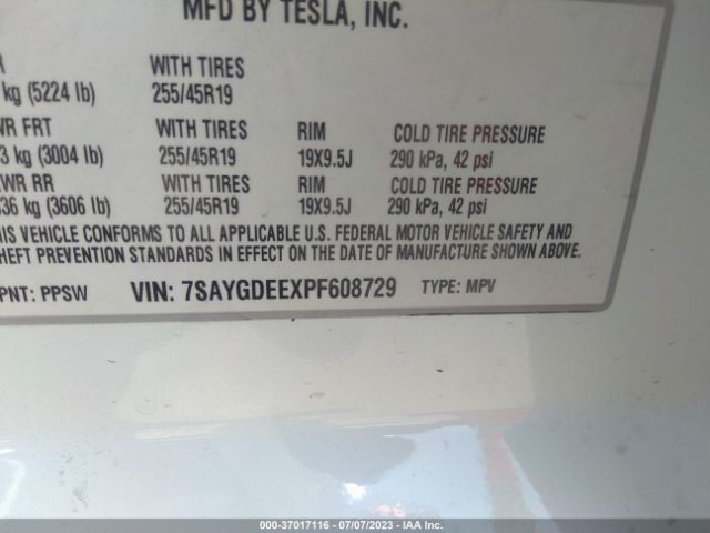 7SAYGDEEXPF608729 Tesla Model Y Long Range