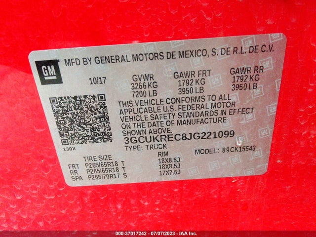 Chevrolet Silverado 1500 Lt 2018 3GCUKREC8JG221099 Image 9