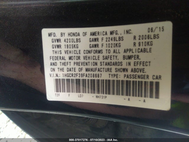 Honda Accord Sedan Lx 2015 1HGCR2F39FA208687 Image 9