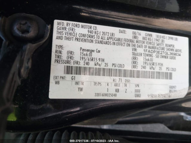 Ford FOCUS S 2016 1FADP3E27GL369834 Image 15