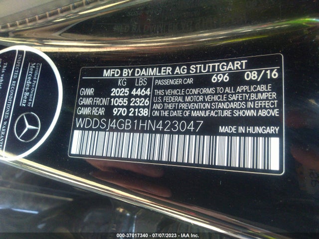 WDDSJ4GB1HN423047 Mercedes-Benz Cla Cla 250