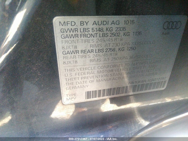 2016 Audi A6, VIN: WA1UFAFL1GA012292