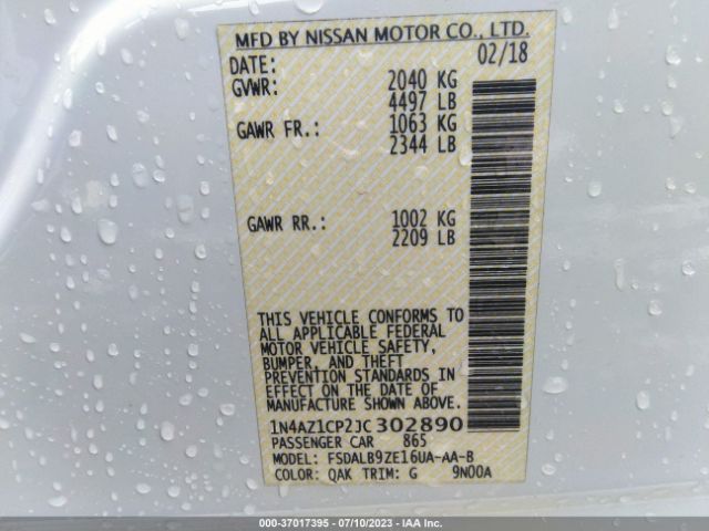 1N4AZ1CP2JC302890 Nissan LEAF S