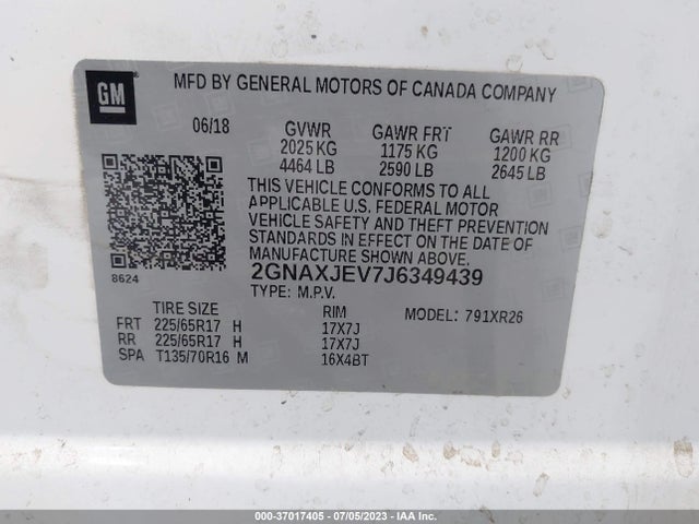 Chevrolet EQUINOX LT 2018 2GNAXJEV7J6349439 Image 15