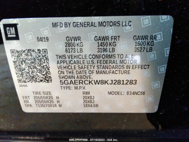 5GAERCKW8KJ281283 Buick Enclave Premium