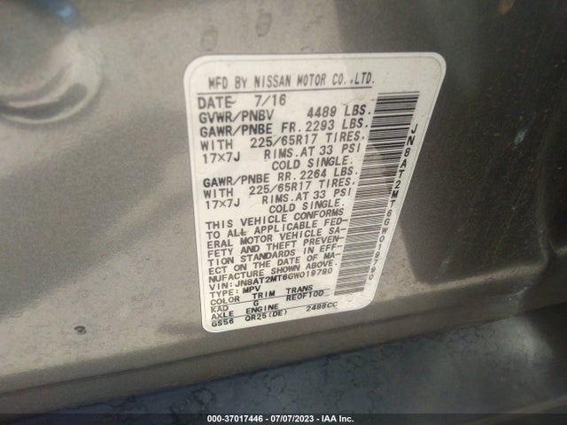 Nissan ROGUE SV 2016 JN8AT2MT6GW019790 Image 16